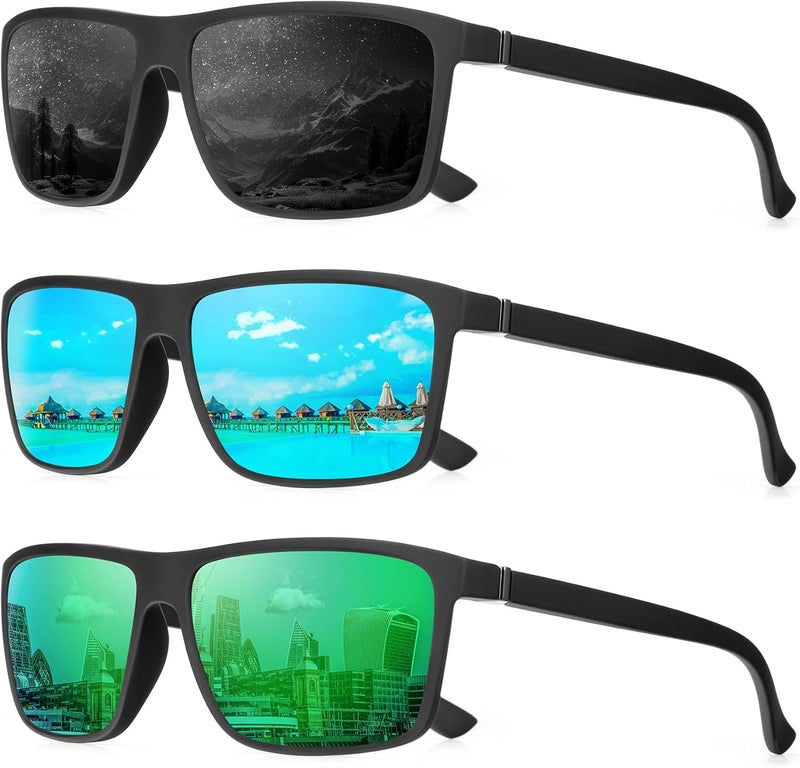 QALLY Store Polarized Sunglasses for Men Rectangular Frame Men's Polarized Sunglasses Sports Sunglasses with UV400 Protection - Image 1